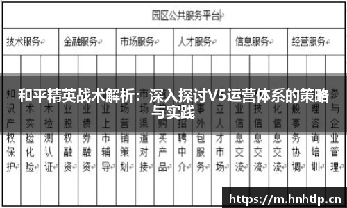 和平精英战术解析：深入探讨V5运营体系的策略与实践