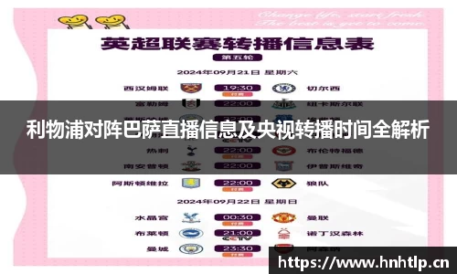 利物浦对阵巴萨直播信息及央视转播时间全解析